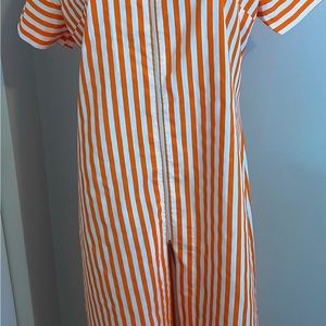 Vintage 60’s dress/long top shirt. Orange and white stripe . Hand made w/zipper